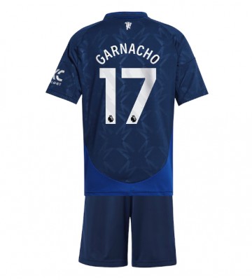 Manchester United Alejandro Garnacho #17 Segunda Equipación Niños 2024-25 Manga Corta (+ Pantalones cortos)